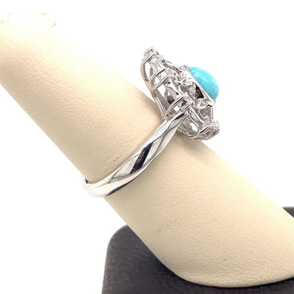 DK Designer Sterling Silver, Larimar & Cubic Zirconia Size 8‎ Ring! 151 - Picture 2 of 5